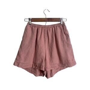 Women's Pink Linen Shorts